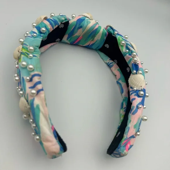 Lele Sadoughi X Lilly Pulitzer Cabana Cocktail Pearl Shell Knotted Headband - Picture 7 of 16